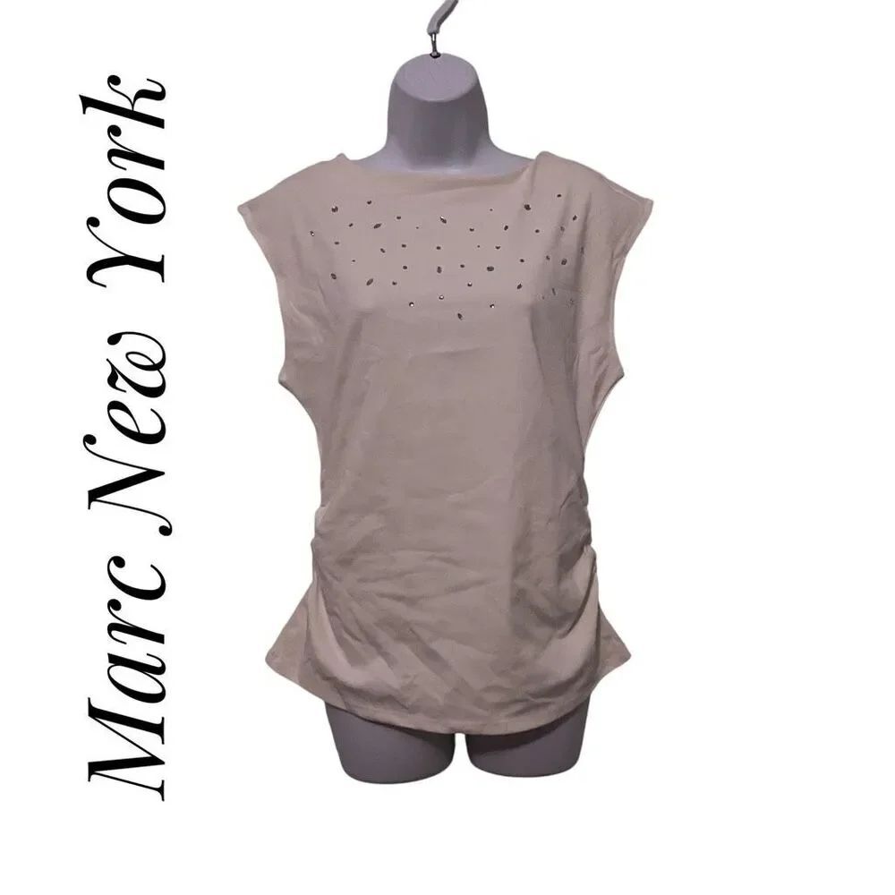 Marc New York Medium White Blouse Rhinestoned
